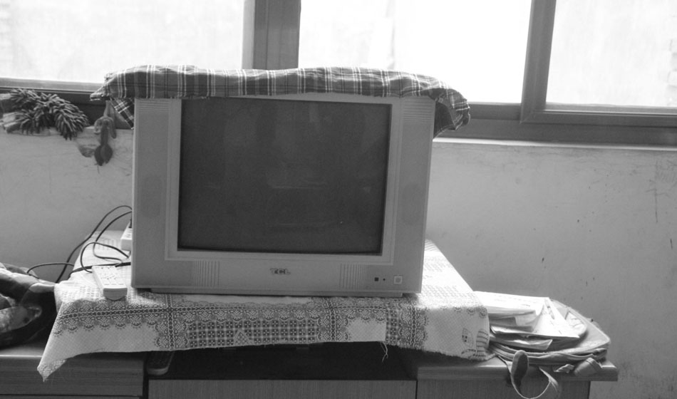 這臺彩色電視機(jī)是家里唯一的家用電器，而如今它也只是擺設(shè)，沒有人打開，即便是色彩斑斕的呈現(xiàn)，對這一家人來說都是黑白。